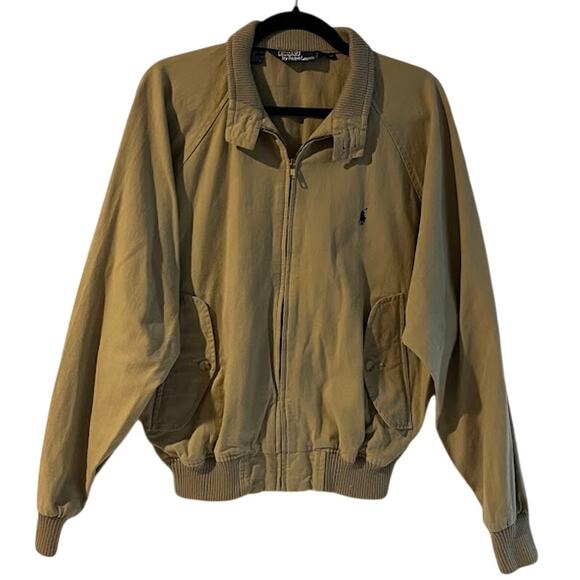 VTG Polo Ralph Lauren Jacket Harrington Wool Blend Collar Cuffs 90s M - Picture 1 of 7